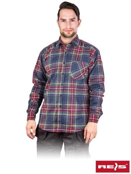 KOSZULA MĘSKA FLANELOWA w kratę robocza mocna KF-MC