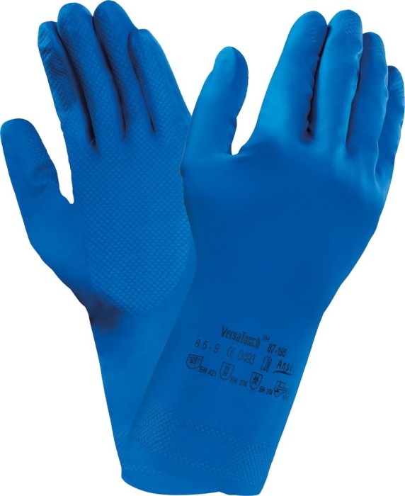 Rękawice robocze LATEKSOWE Gumowe flokowane UNIWERSALNE długie ANSELL AlphaTec® 87-195