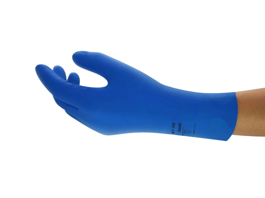 Rękawice robocze LATEKSOWE Gumowe flokowane UNIWERSALNE długie ANSELL AlphaTec® 87-195