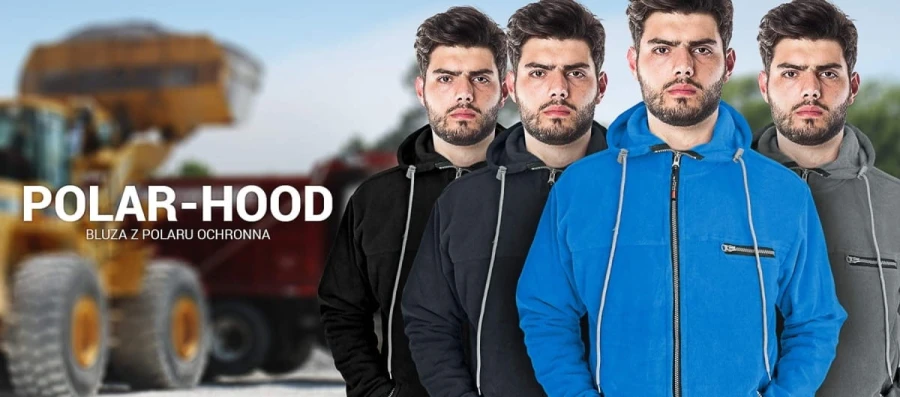 Polar męski ciepła bluza polarowa rozpinana z kapturem POLAR-HOOD G