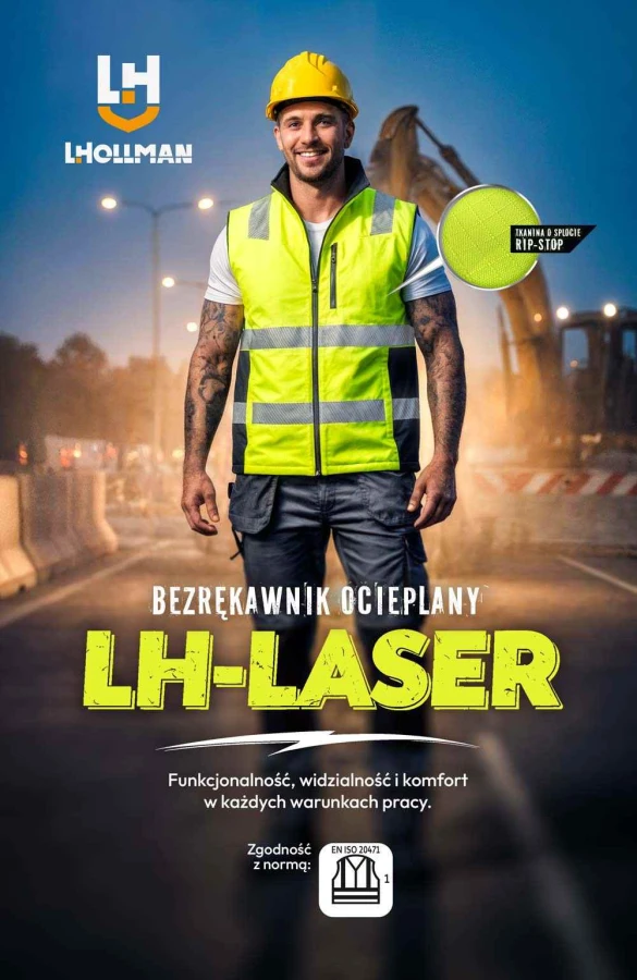 Kamizelka ODBLASKOWA OCIEPLANA dla drogowców bezrękawnik męski LASER