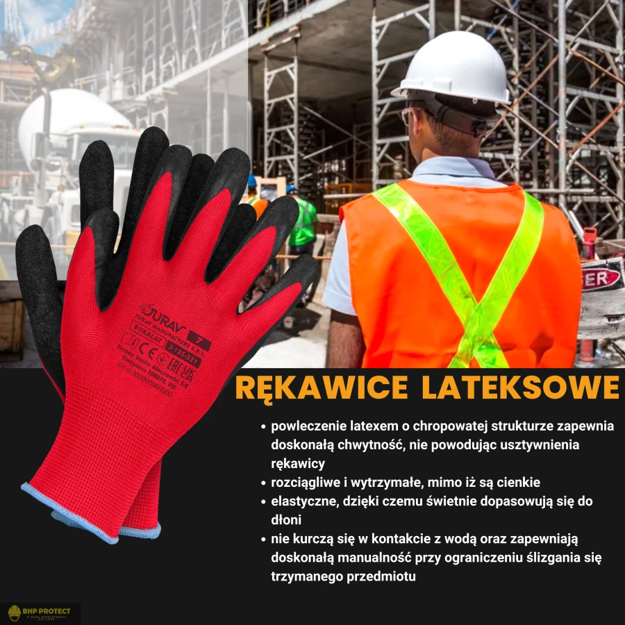 Rękawiczki RĘKAWICE robocze MOCNE LATEKSOWE chropowate JBUKALAT
