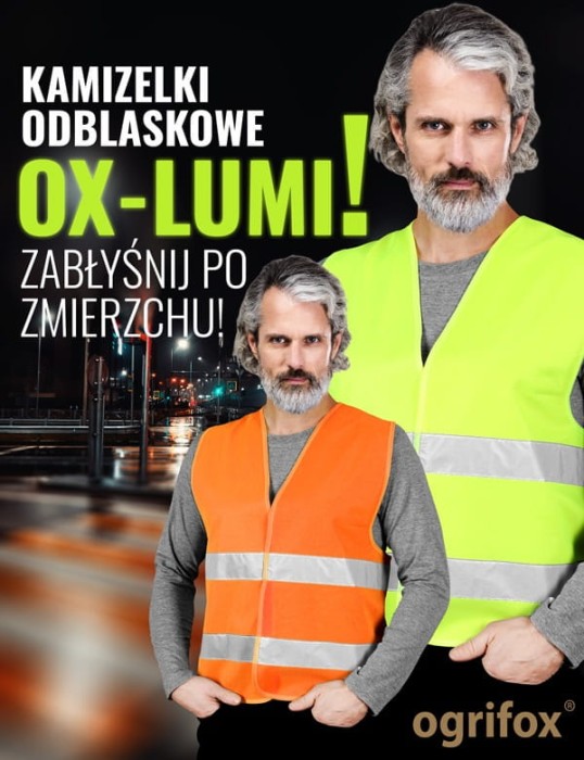 Kamizelka ostrzegawcza z dwoma poziomymi pasami odblaskowymi żółta