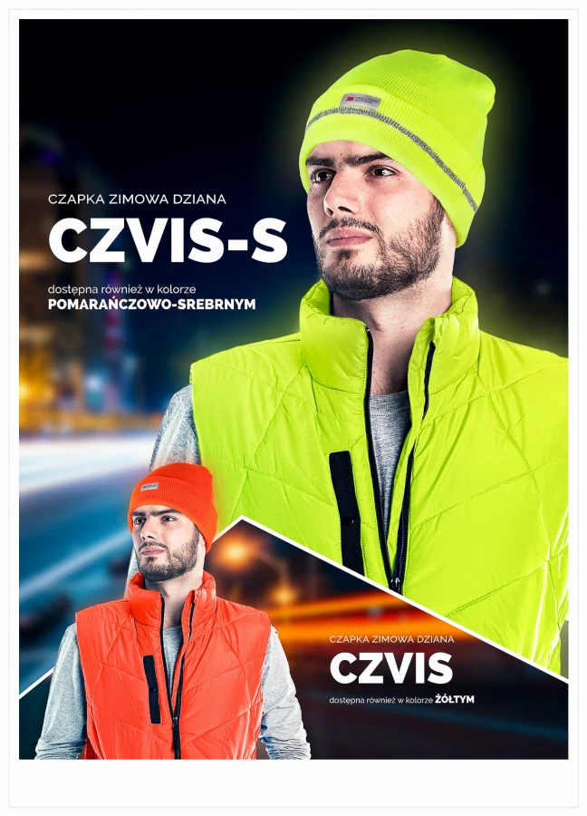 CZAPKA ZIMOWA ocieplana Thinsulate 3M odblaskowa robocza CZVIS YSI r. 57-61