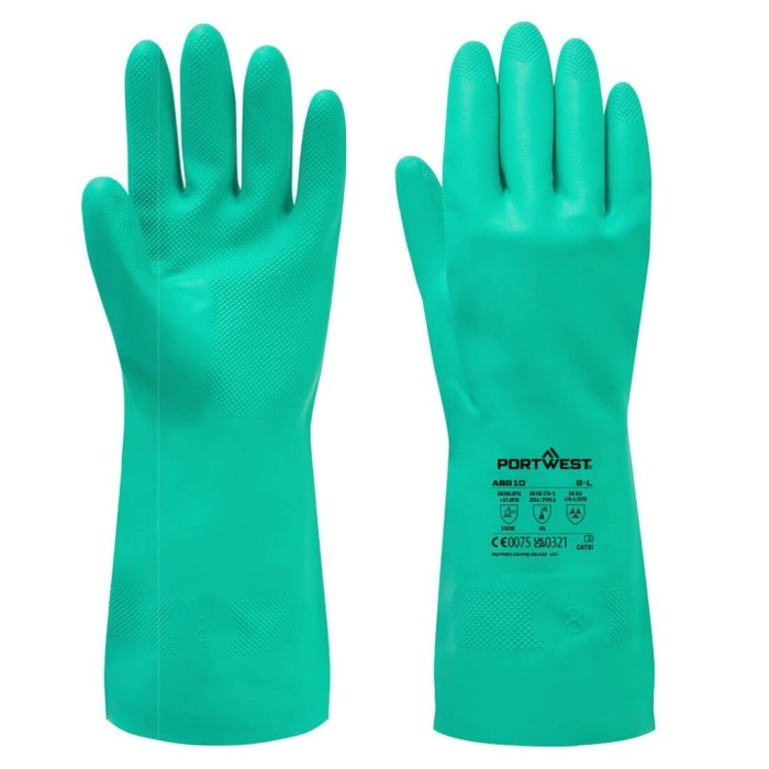 Rękawice NITRYLOWE chemoodporne TEKSTUROWANE MOCNE Portwest AB810 12 PAR
