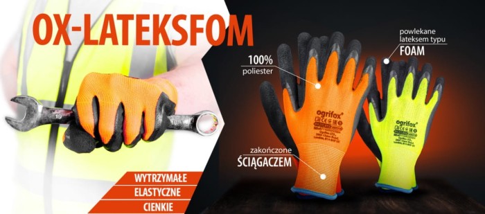 Rękawiczki RĘKAWICE robocze Super Mocne Spieniony LATEX