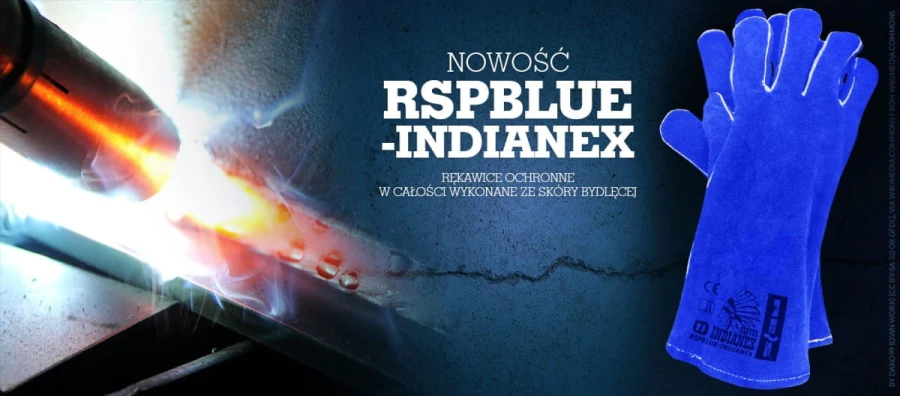 Rękawice ROBOCZE TRUDNOPALNE ze skóry bydlęcej BLUE-INDIANEX r. 11 - XXL