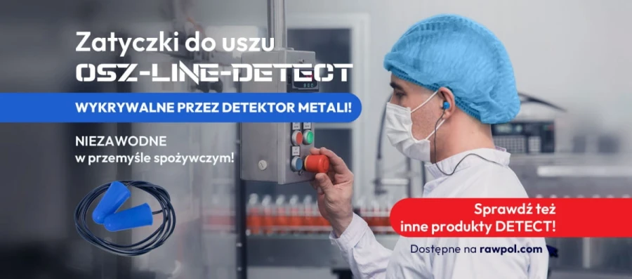 Stopery do uszu WYKRYWALNE Przeciwhałasowe na sznurku Osz-L DETECTN 100 szt