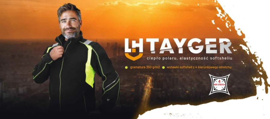 Bluza Męska Polarowa ODBLASKOWA rękawy Softshell ODDYCHAJĄCA TAYGER BY