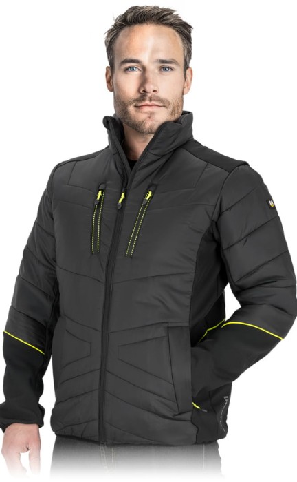 Kurtka męska PRZEJŚCIOWA hybrydowa SOFTSHELL pikowana ODBLASKI ADGER B