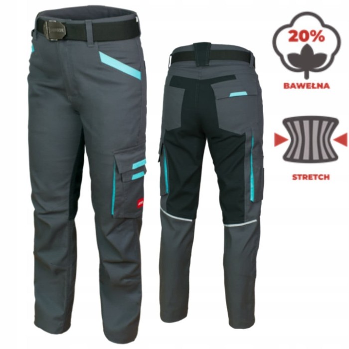 Spodnie robocze damskie ELASTYCZNE do pasa CLASSIC Stretch Women grey r. 52