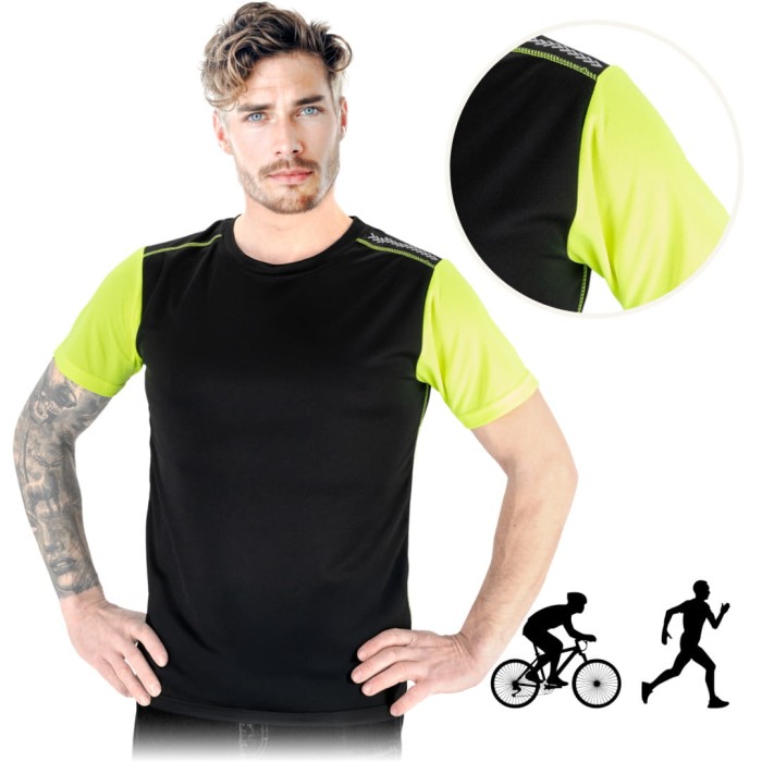 T-shirt męski koszulka z siateczki SPORT&amp;WORK elementy odblaskowe LAGOS
