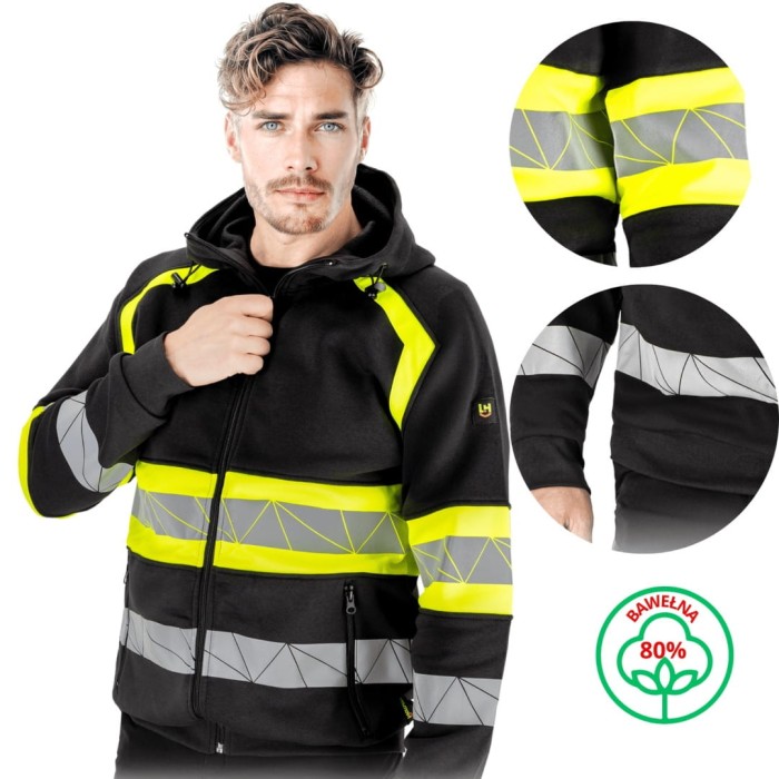 Bluza męska z KAPTUREM ODBLASKOWA sportowa BAWEŁA 80% ochronna Rautex-DS