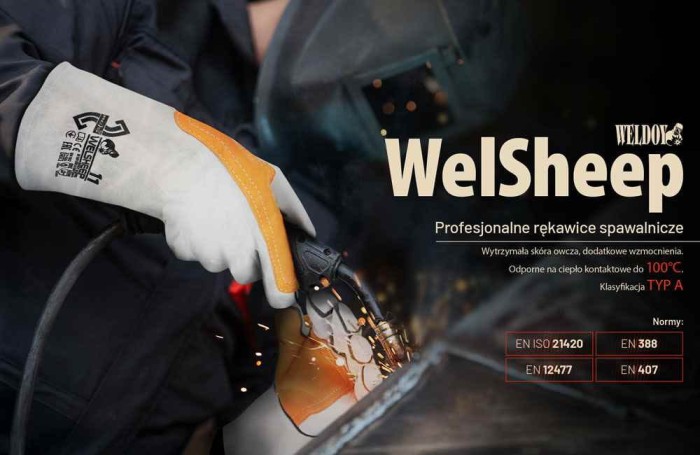 Profesjonalne REKAWICE SPAWALNICZE ocieplane owcza skóra TYP A Welsheep 11