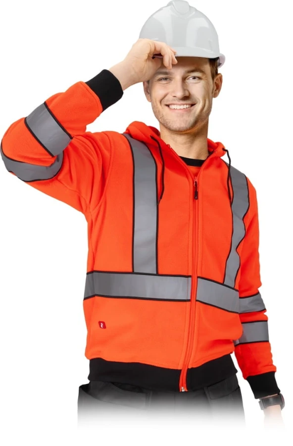 Bluza z polaru, ostrzegawcza z kapturem Reis LUMINO Pomarańczowa