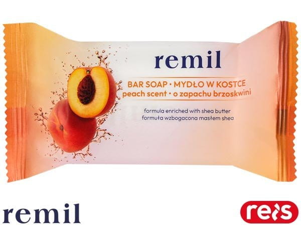 MYDŁO W KOSTCE z masłęm shea uniwersalne REMIL-S_BRZOSKWINIA - 90 g