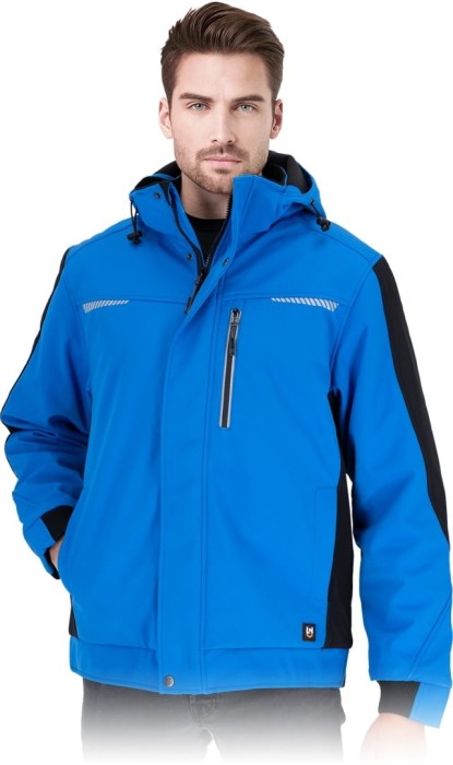 Kurtka ocieplana męska 3 warstwowy SOFTSHELL kaptur odblaski TORNADO NB