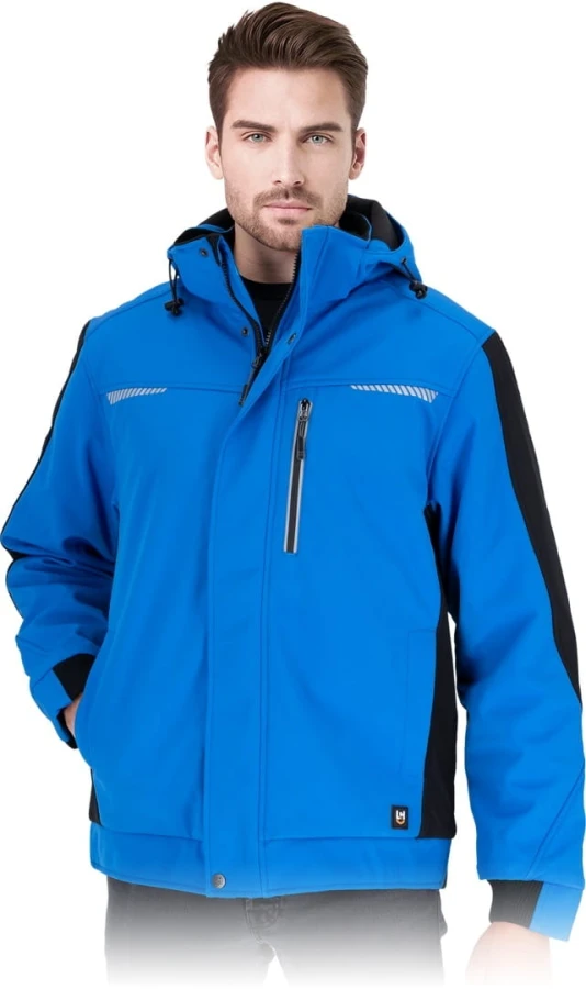 Kurtka ocieplana męska 3 warstwowy SOFTSHELL kaptur odblaski TORNADO NB