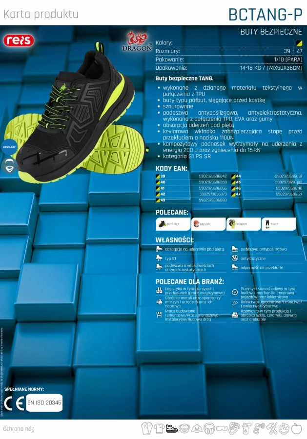 Buty robocze półbuty bezpieczne S1 BCTANG-P BSE kompozytowy podnosek