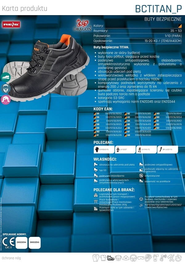Buty robocze półbuty z podnoskiem z KOMPOZYTU BCTITAN_P BP S3 SRC