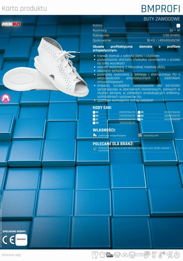 Buty damskie profilaktyczne skórzane trzewiki ortopedyczne BMPROFI