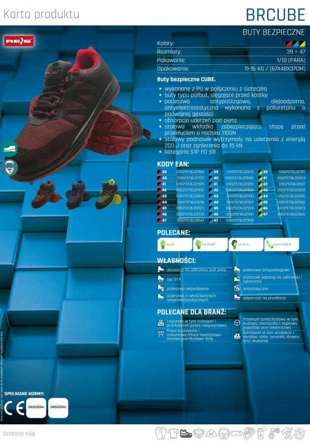 Buty robocze półbuty ochronne bezpieczne sportowe BRCUBE BC