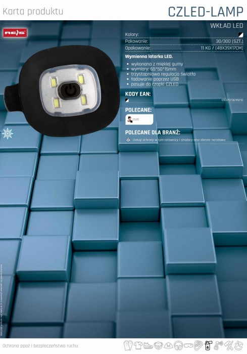 LATARKA LED wklad do czapki latarka czolowa led USB