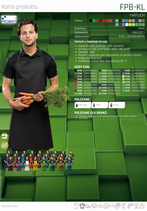 Fartuch przedni ZAWODOWY PREMIER WORKWEAR