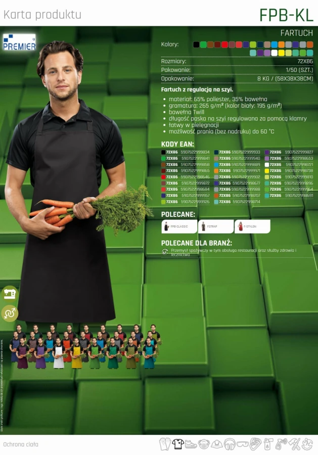 Fartuch przedni ZAWODOWY PREMIER WORKWEAR