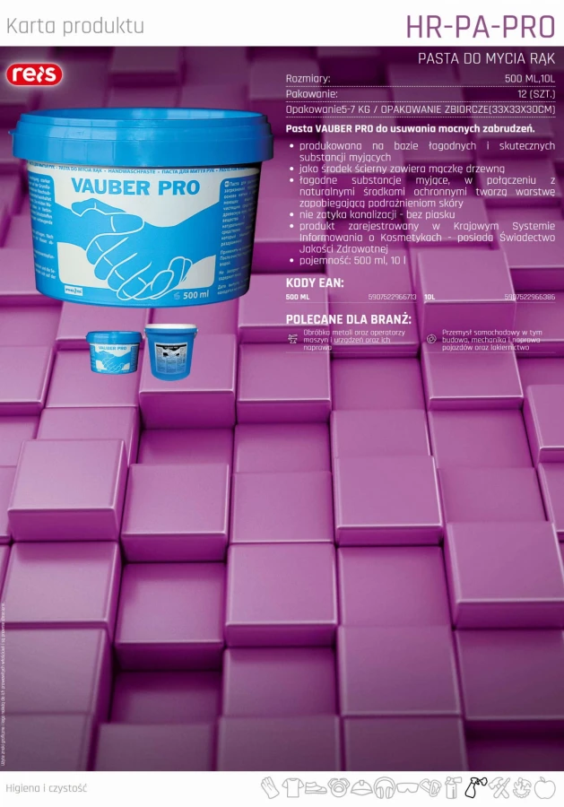 Pasta do mycia rąk VAUBER PRO do usuwania mocnych zabrudzeń 10 l