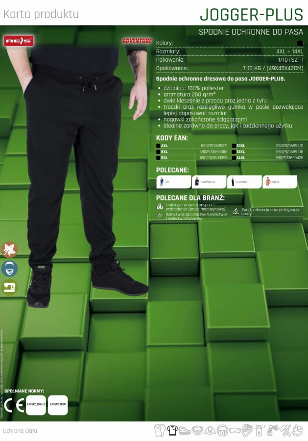 Spodnie dresowe męskie DUŻE ROZMIARY 4XL-14XL robocze JOGGER-PLUS