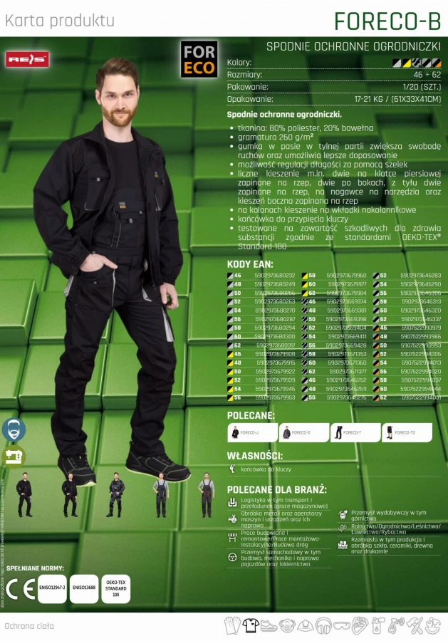 SPODNIE ROBOCZE OGRODNICZKI spodnie meskie wygodne FORECO-B BY