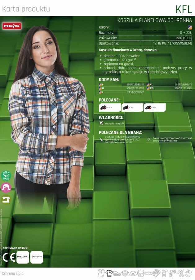 KOSZULA flanelowa DAMSKA w krate 100% BAWELNA KFL