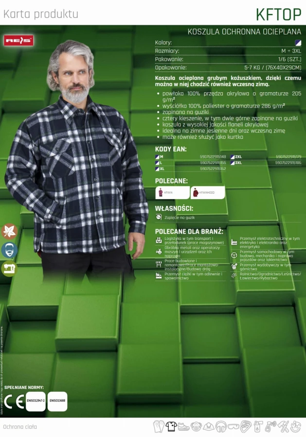 KOSZULA MESKA OCIEPLANA KOŻUSZKIEM zimowa KFTOP GW