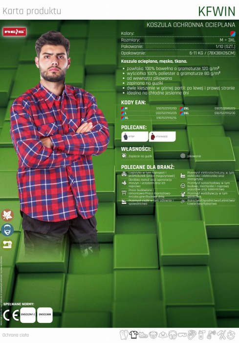 KOSZULA MESKA OCIEPLANA bawełniana zimowa KFWIN CN