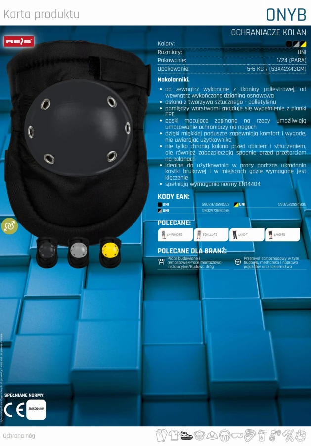 Nakolanniki robocze ochraniacze kolan na rzep budowlane brukarskie ONYB BS