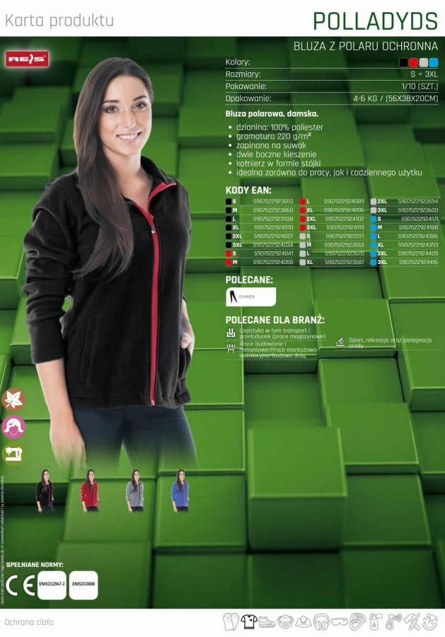 POLAR damski roboczy BLUZA polarowa czarna POLLADYDS B