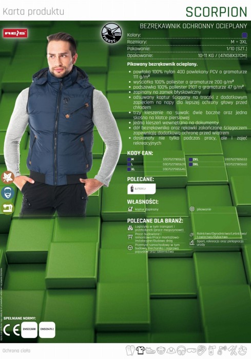 BEZRĘKAWNIK OCHRONNY OCIEPLANY