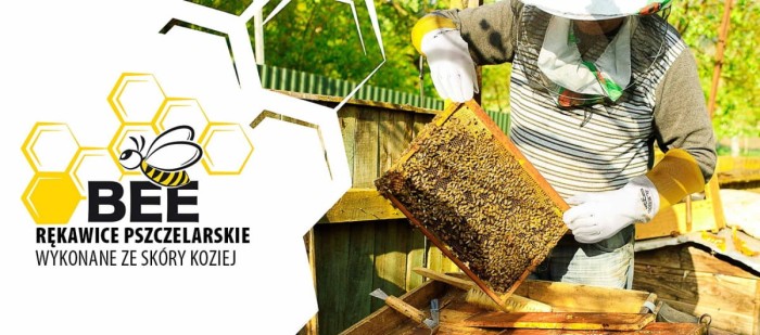 Wytrzymałe rękawice pszczelarskie długie ochronne ze skóry koziej BEE WY