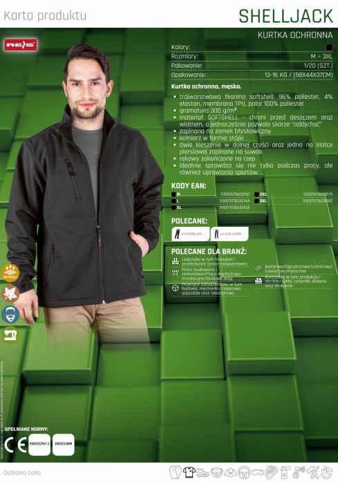KURTKA WIOSENNA MESKA SOFTSHELL rozpinana bez kaptura SHELLJACK