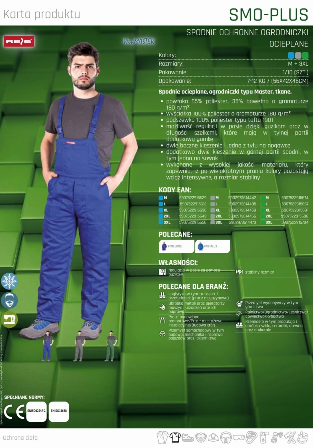 SPODNIE MESKIE OCIEPLANE spodnie robocze ogrodniczki SMO-PLUS