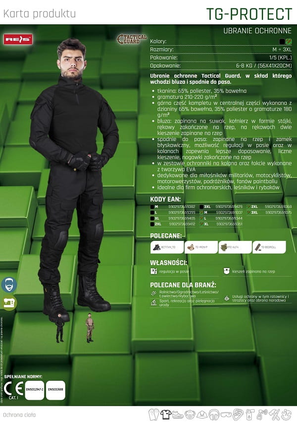 SPODNIE BLUZA ubranie TAKTYCZNE kamuflaż TG-PROTECT B