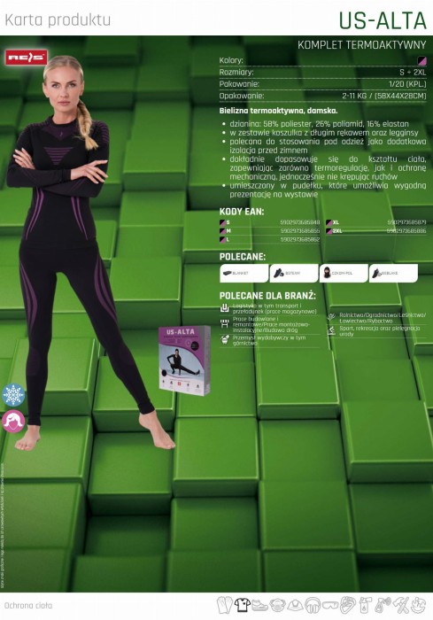 BIELIZNA TERMOAKTYWNA DAMSKA komplet koszulka legginsy US-ALTA