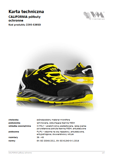 Buty Robocze Komfortowe Kevlar BEZ METALU VM CALIFORNIA S3 ESD