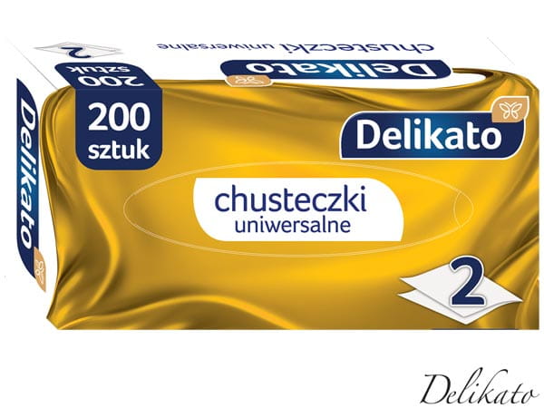 Chusteczki higieniczne bezzapachowe Delikato 2 warst. 200 szt.