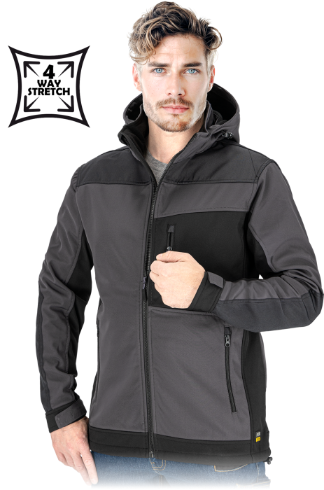 Kurtka męska SOFTSHELL z kapturem elastyczna ze stretchu FORECO-SH SB
