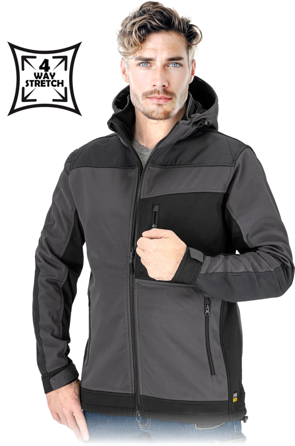 Kurtka męska SOFTSHELL z kapturem elastyczna ze stretchu FORECO-SH SB