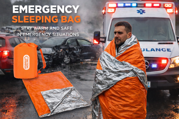Śpiwór survivalowy, samochodowy koc awaryjny, mata izolacyjna TG-CAMP-BAG P