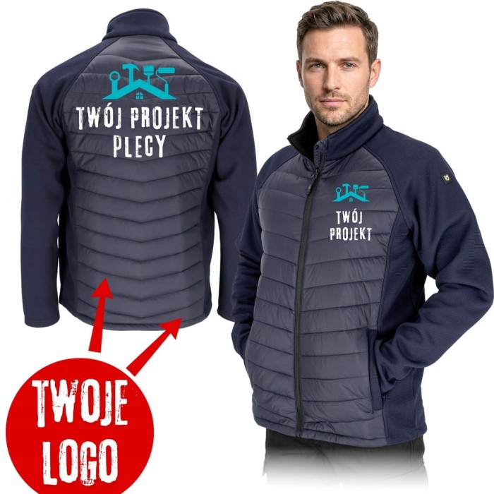 Kurtka męska pikowana na polarze z DOWOLNYM NADRUKIEM LOGO MERGER G r. M