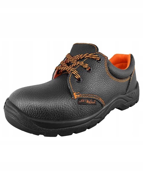 Buty półbuty robocze ochronne skórzane BLACK S1P z metalowym noskiem BHP